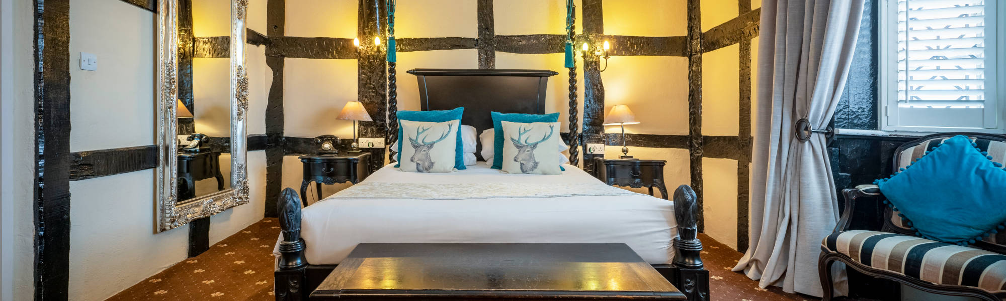 Historic hotel rooms at the White Swan Hotel in Henley-in-Arden