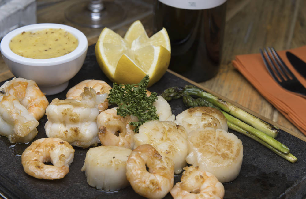 Prawns on the stone at Stoneaged in Henley in Arden